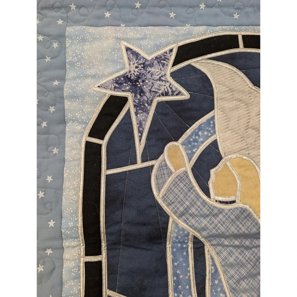 Handmade Quilt Angel Stars Stained Glass Christmas Celestial Wall Hanging 24X28